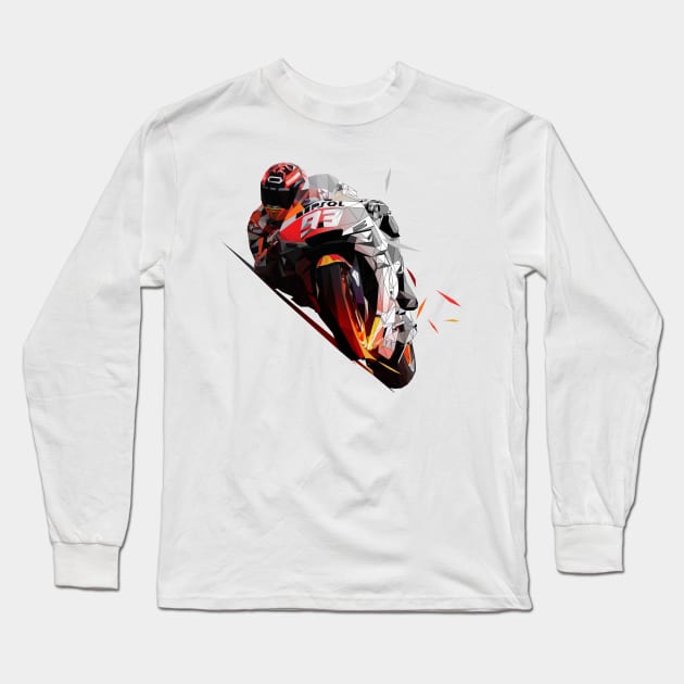 Marc Marquez low poly Long Sleeve T-Shirt by pxl_g